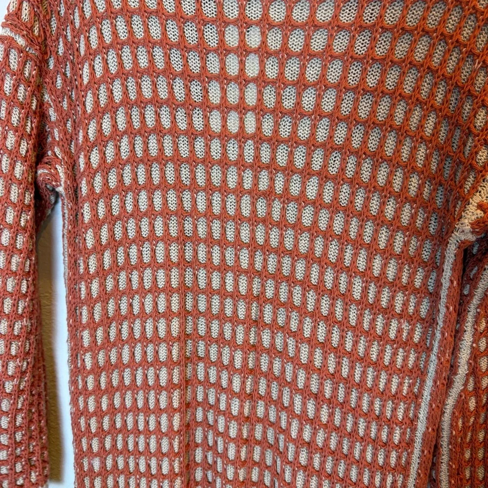 DX Collection Italy Rust and Beige 3D Windowpane Cottagecore Duster w Belt sz M